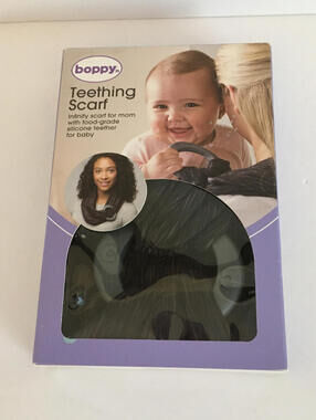NEW Boppy Teething Ring Infinity Scarf Heather Gray Black Baby One Size